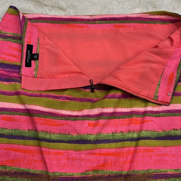 Ann Taylor Colorblock Striped Mini Skirt | Pink, Purple & Green | Size 10 - Picture 3 of 9
